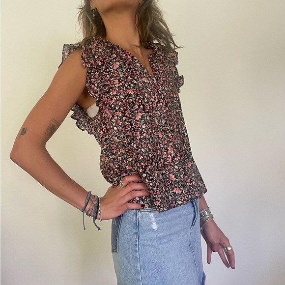 NWT BB Dakota by Steve Madden  Floral ruffle sleeveless blouse sz S 3554 - Picture 4 of 16